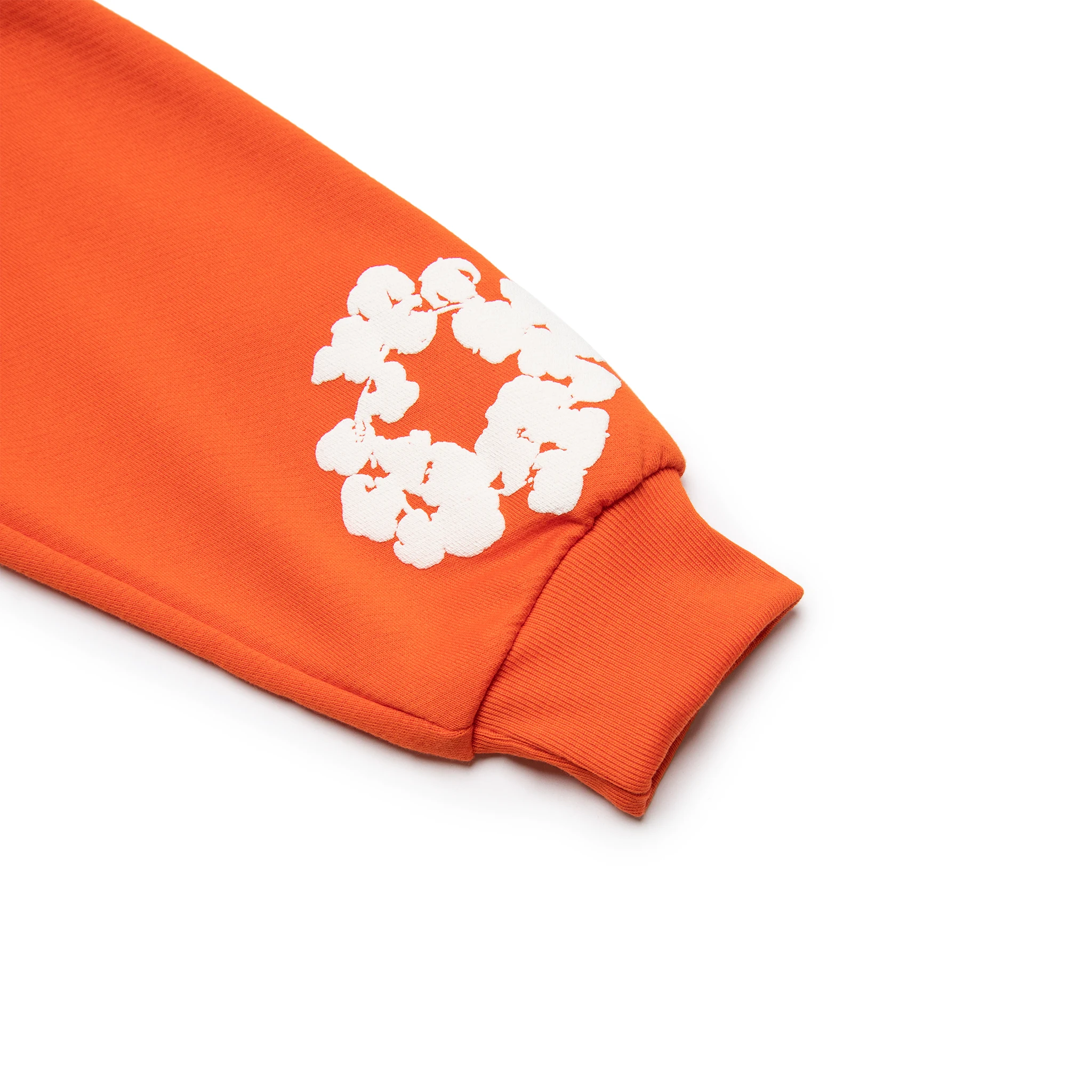 Sleeve view of Denim Tears The Cotton Wreath Orange Hoodie